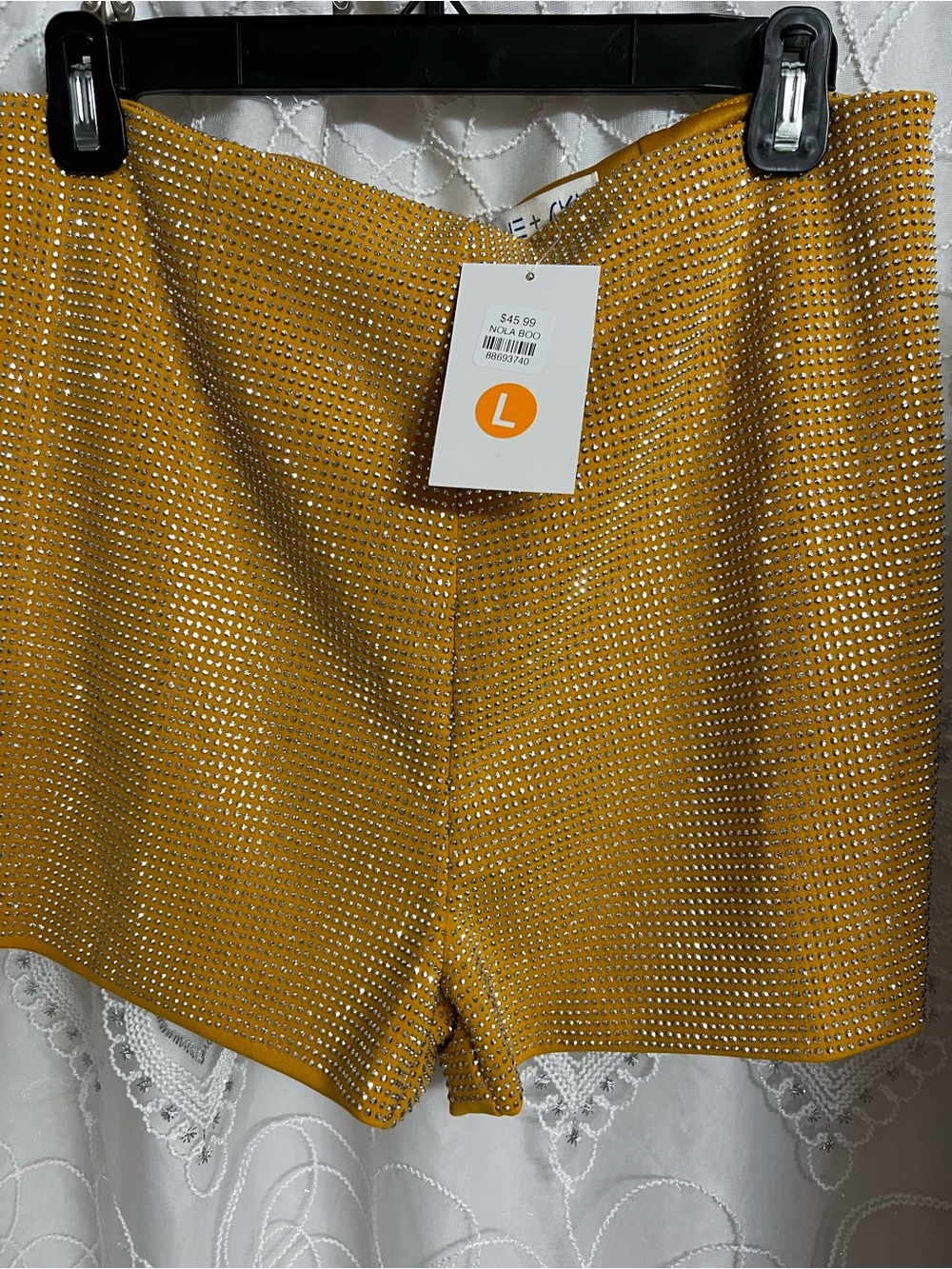 She + Sky Mustard Yellow High-Waist Studded Women's Shorts